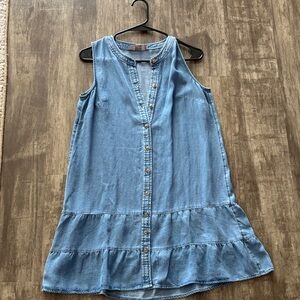 LOFT Light Blue Chambray Sleeveless Button-Front Dress